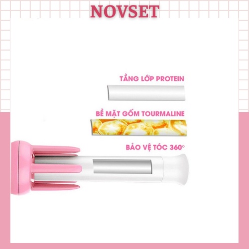 Máy uốn tóc xoăn VIVID &amp; VOGUE NOVSET Máy Làm tóc xoăn tự động Hàng chính hãng bảo hành 1 năm [ TẶNG KÈM GƯƠNG CAO CẤP ]