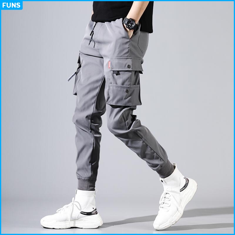 Quần thể thao nam kaki FUNS mã MK I dài trơn túi hộp bó ống Hàn Quốc mùa hè thu đẹp