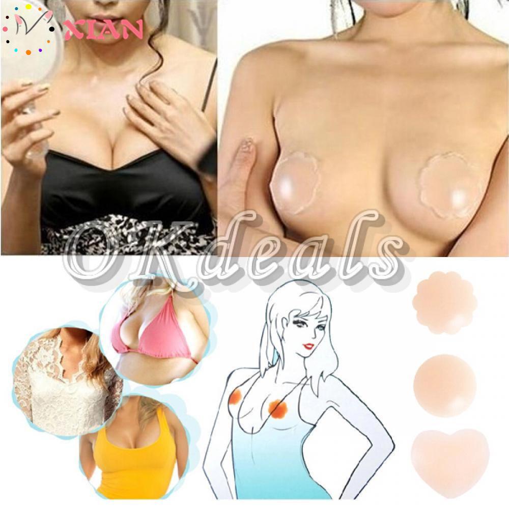 Set 1 cặp 2 miếng dán ngực silicone hình tròn vô hình có thể tái sử dụng