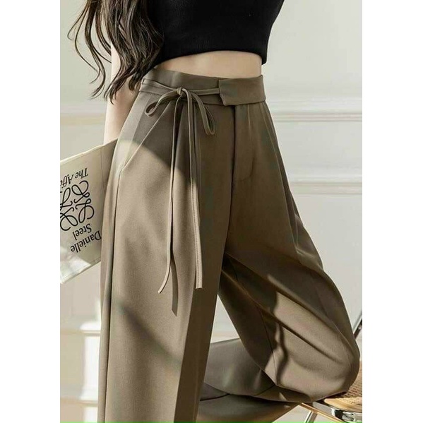 Quần suông ống rộng chất Ruby culottes phối dây cột nơ cho nữ rất điệu và sang chảnh-mã 234