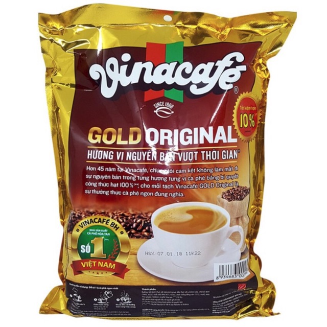 Vinacafe Gold Original 3 in 1 túi 800g (40 gói) Date :2020