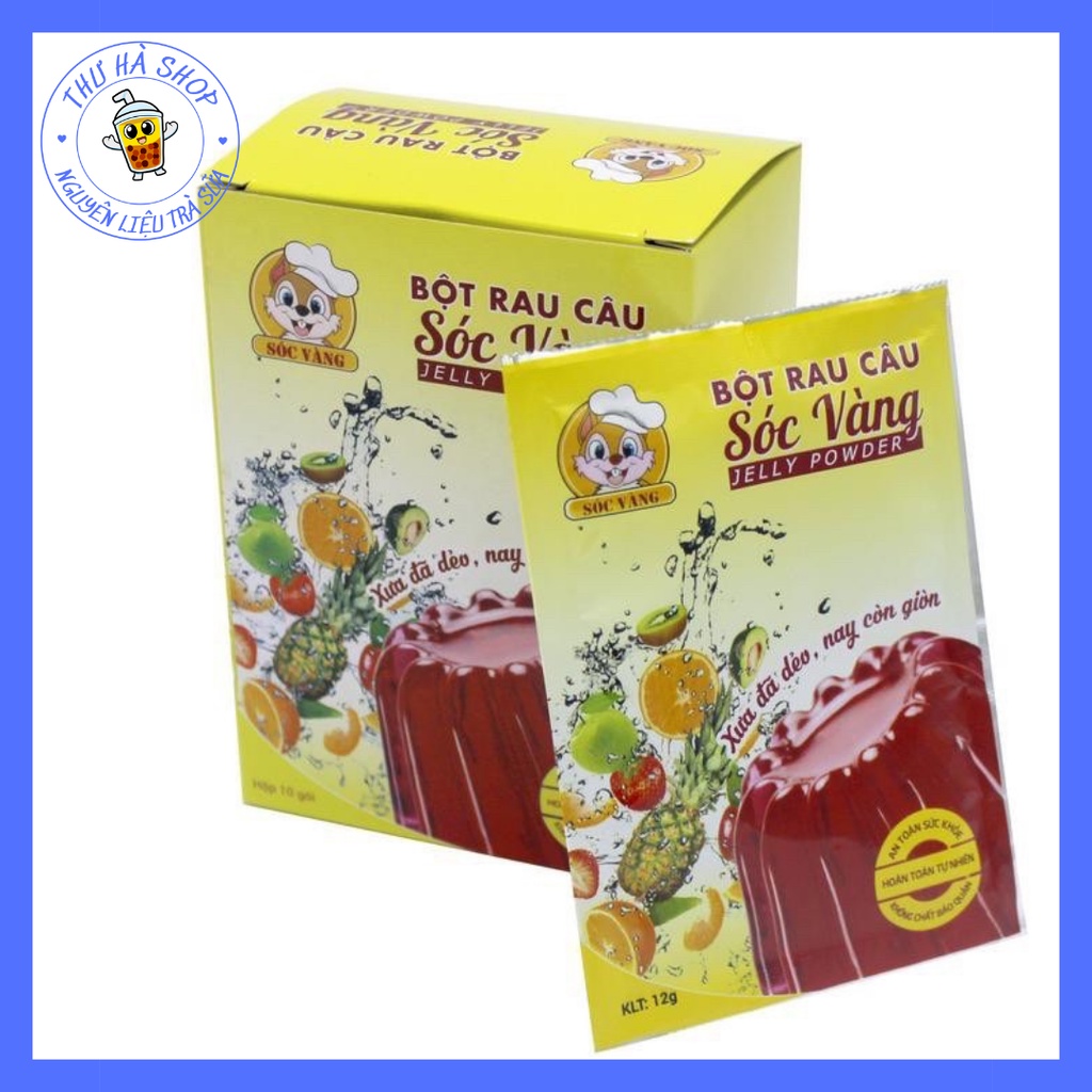 Bột rau câu sóc vàng hộp 10 gói, mỗi gói 12g