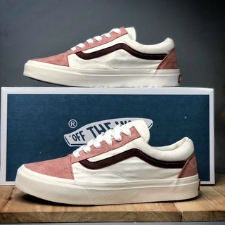 [Box xanh] Giày VAN nữ màu hồng sọc trắng HOT TREND - GIÀY STORE