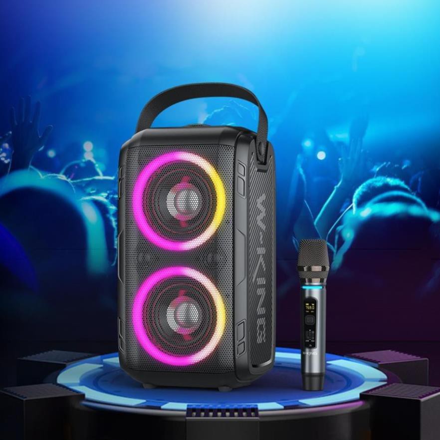 Loa bluetooth W-KING T9 Loa karaoke  kết nối bluethoth di động công suất lớn 80W, đèn led RGB + KÈM 1 micro