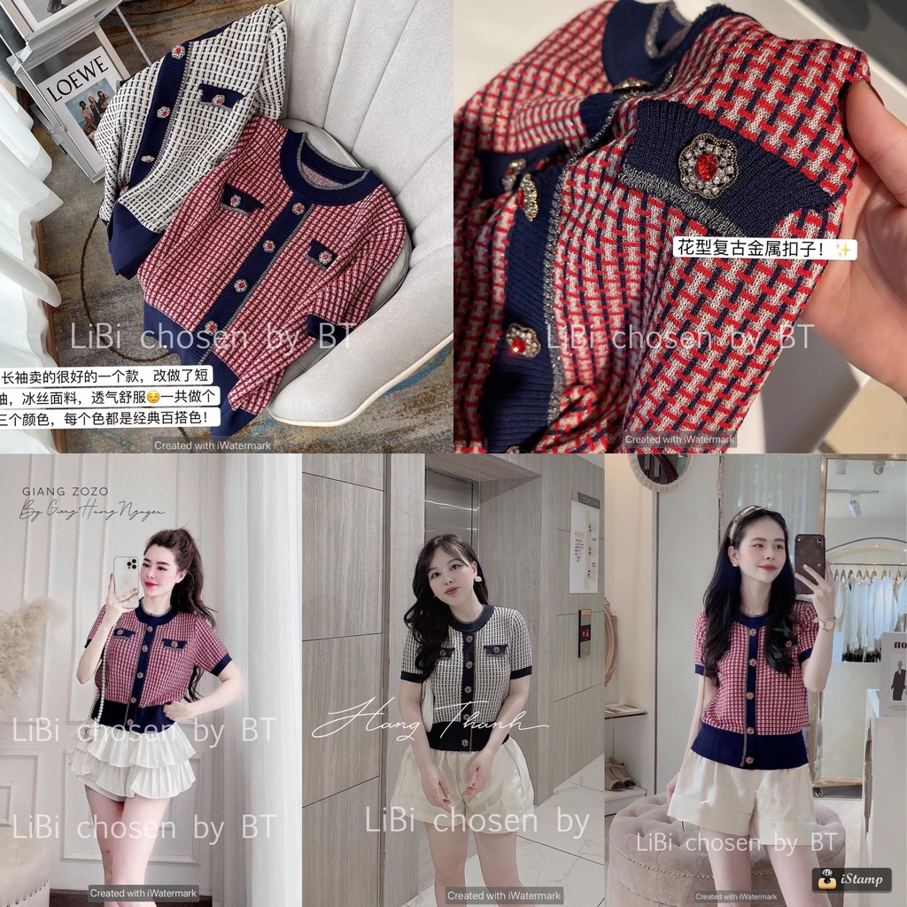 Áo len họa tiết viền cúc_ Hàng Quảng Châu