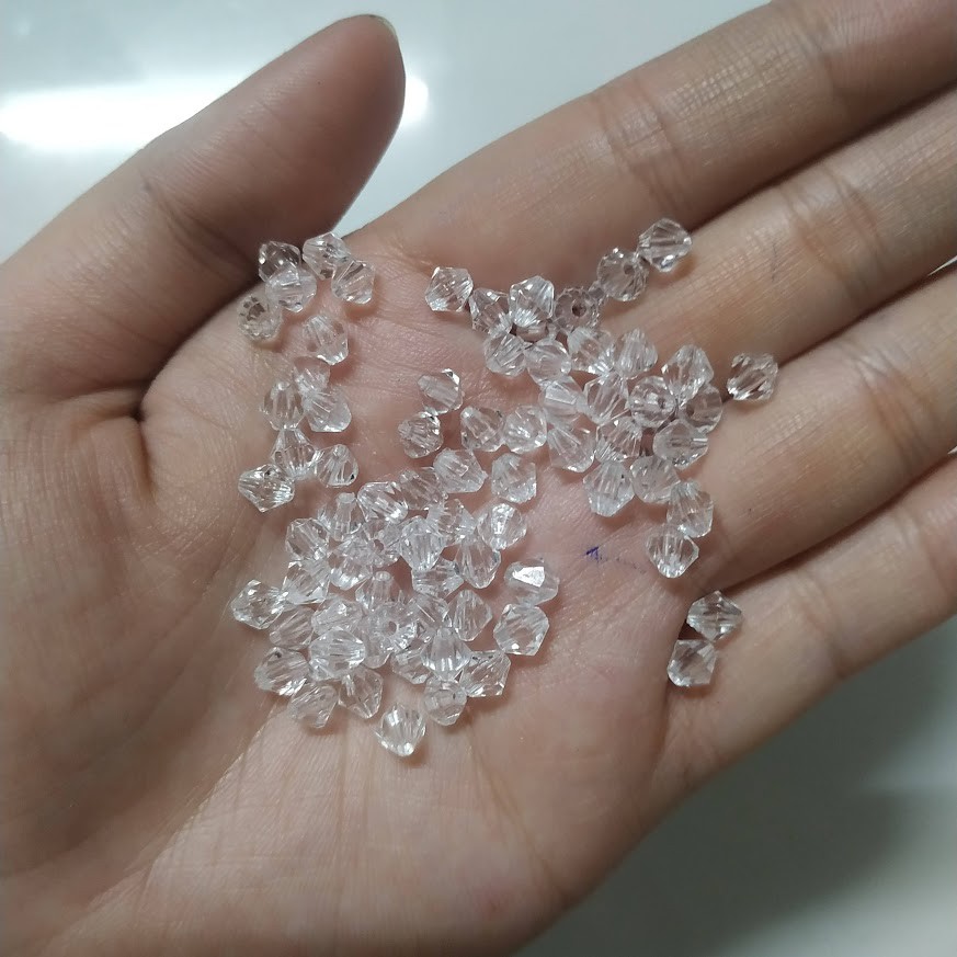 50g hạt nhựa hình thoi 5mm và 6mm - Nguyên liệu làm vòng, handmade