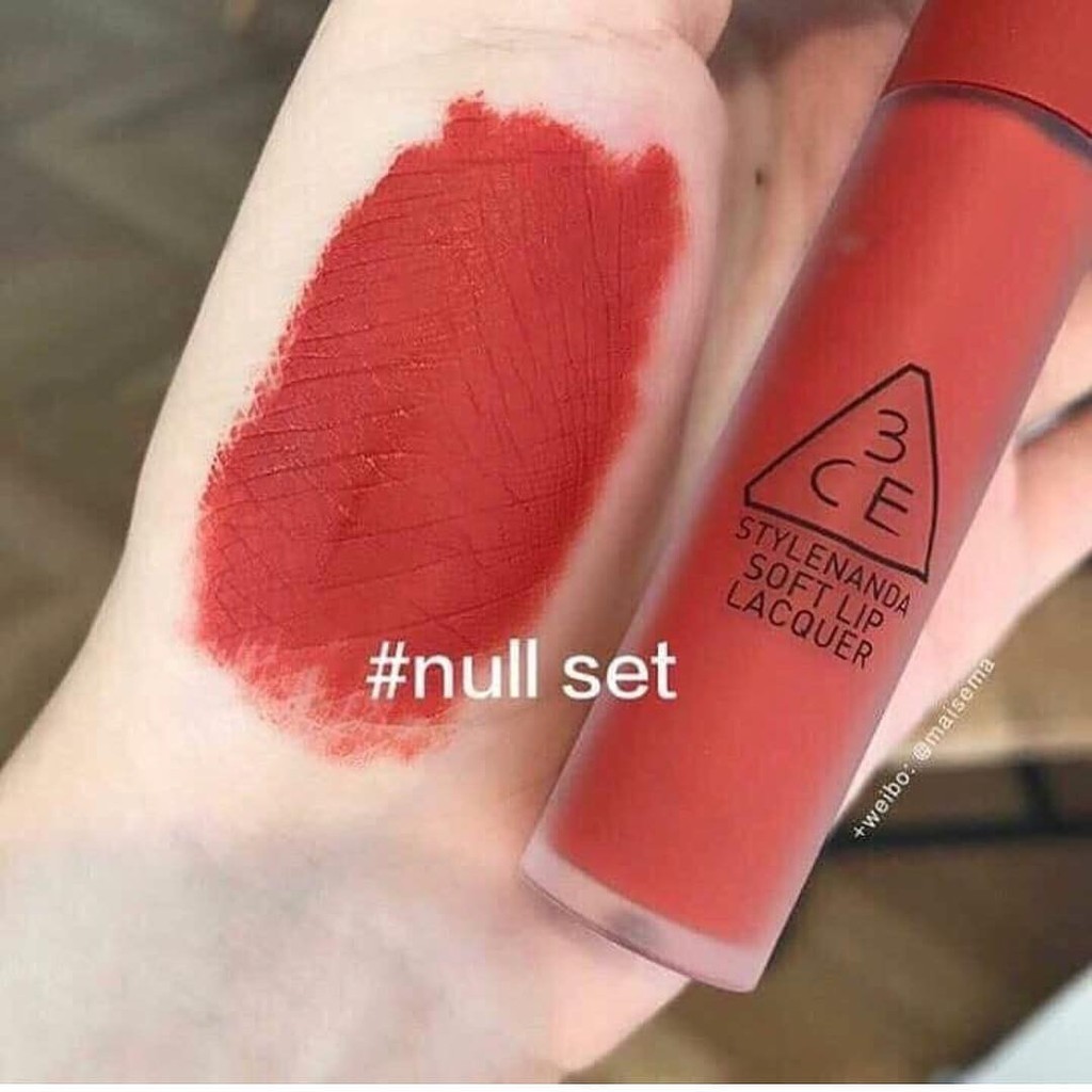 Son kem 3CE Soft Lip Lacquer Null Set màu Đỏ Gạch ( null set )