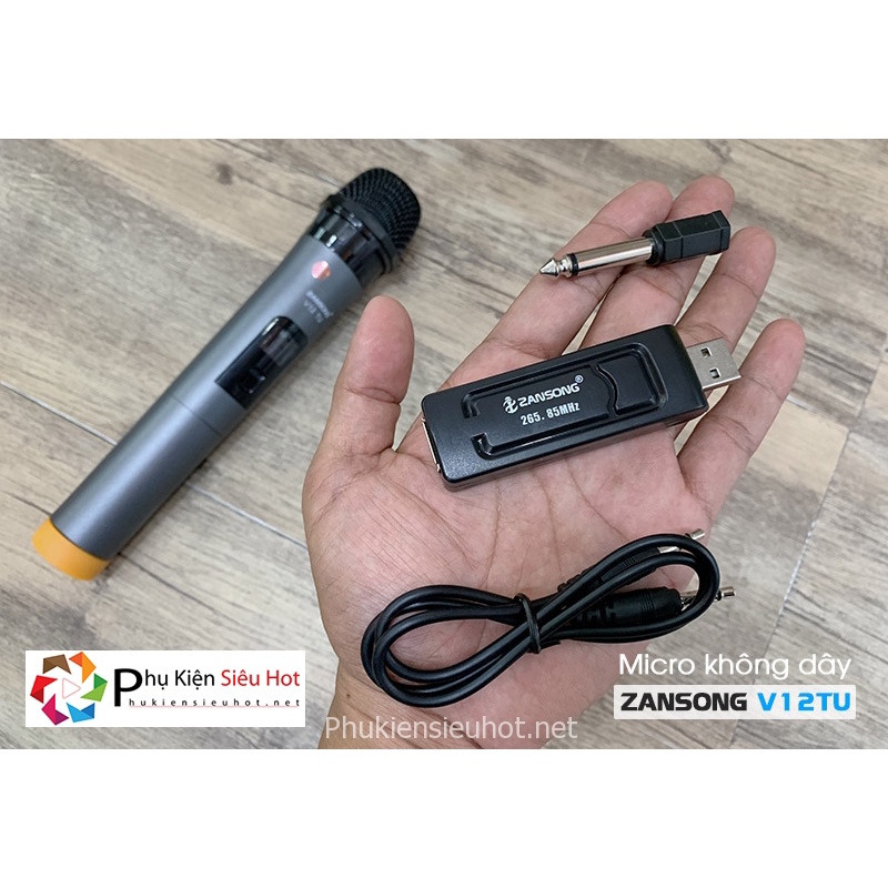 Micro Không Dây Zansong V12, Hỗ Trợ Màn Hình LED, Hỗ Trợ Cắm Loa Kéo, Dàn Karaoke, Độ Bền Cao. Bảo Hành 12 Tháng