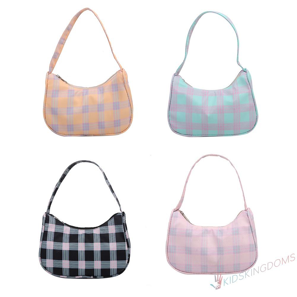 【Big Sale】Fashion Women Plaid Print Shoulder Underarm Bag Casual Small Hobos Handbags