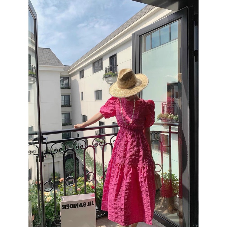 đầm tiểu thư maxi dự tiệc du lịch chất xốp hở lưng cột dây