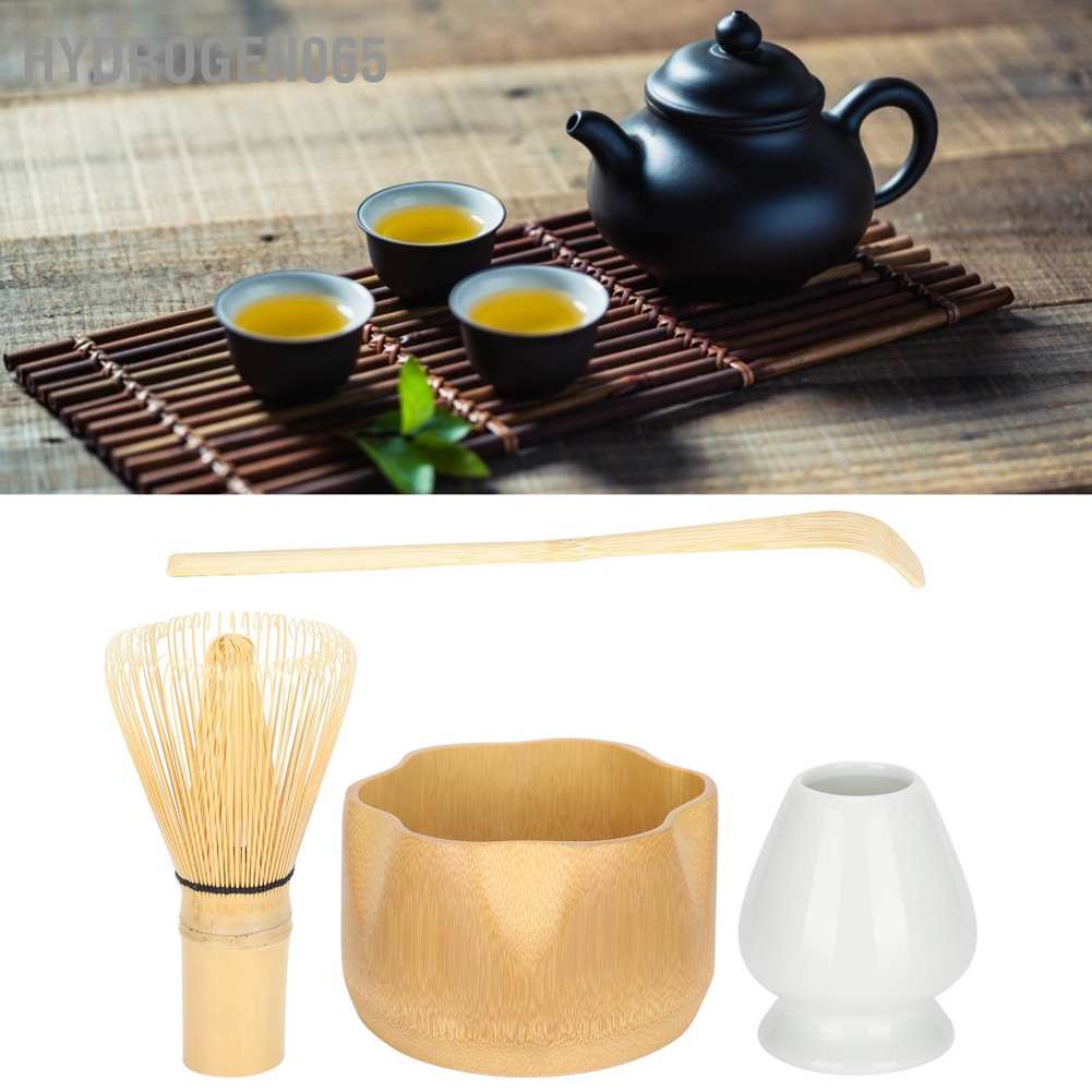 Hydrogen065 Matcha Making Tool Set Bamboo Tea Whisk Scoop Bowl Ceramic Holder Teaware