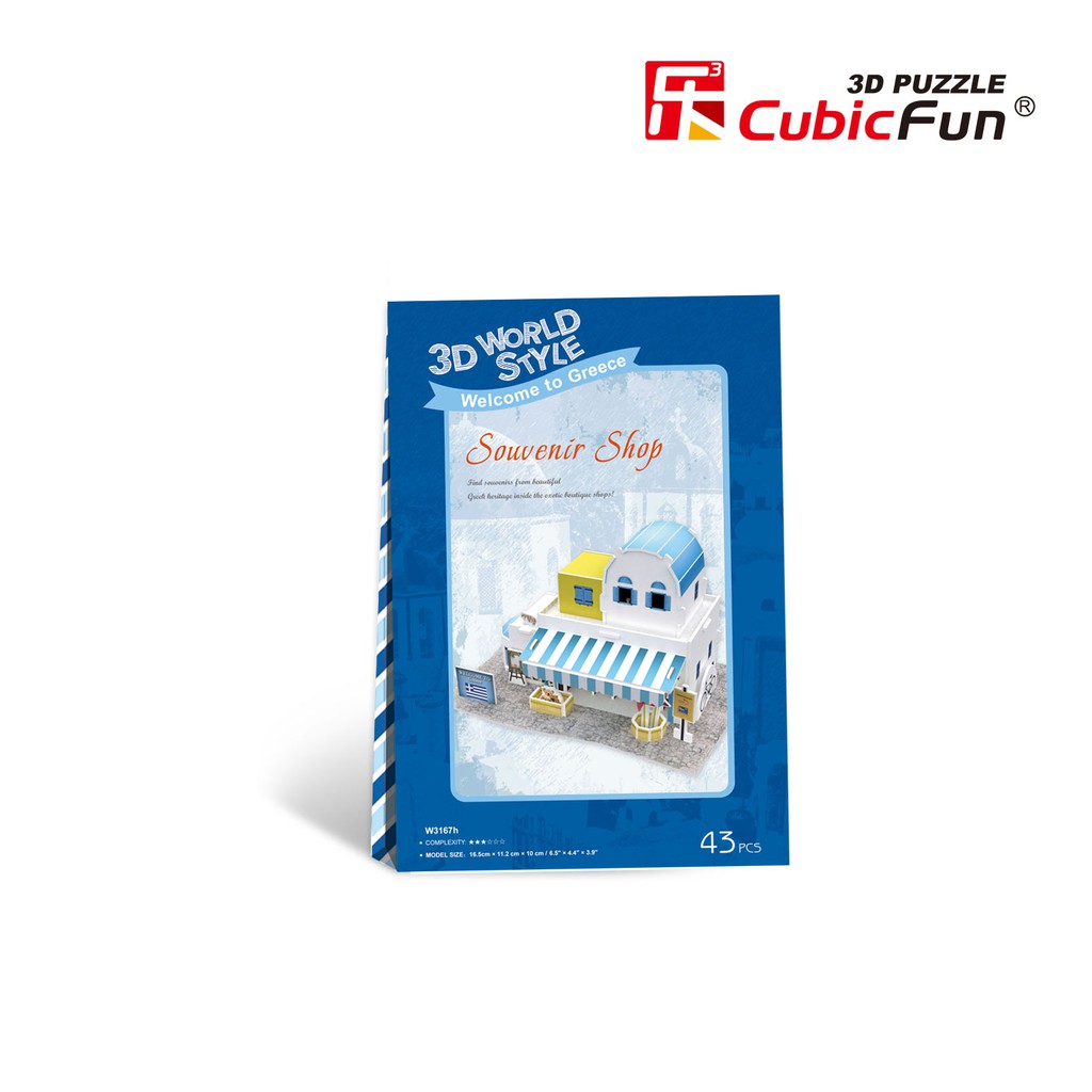 Mô hình giấy 3D CubicFun - Bộ nhà truyền thống Hy Lạp - Souverni shop- W3167h