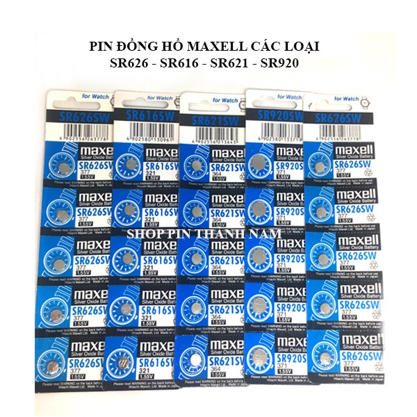 Vỉ 5 Viên Pin Đồng Hồ Maxell SR626 / SR621 / SR920 / SR616 / SR521 / SR716 / SR721 / SR927 made in Japan chính hãng