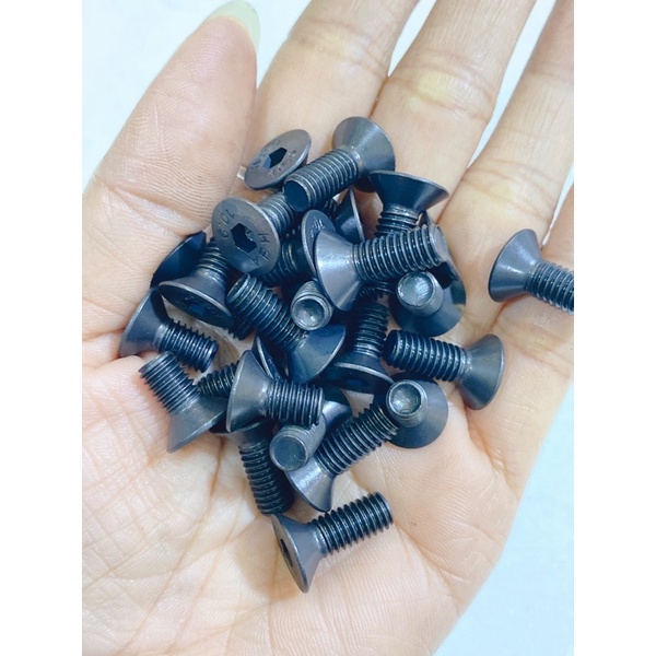Ốc bulong 6li 6li10 6li12 đầu lục giác âm, ốc lòng dĩa KTM màu đen