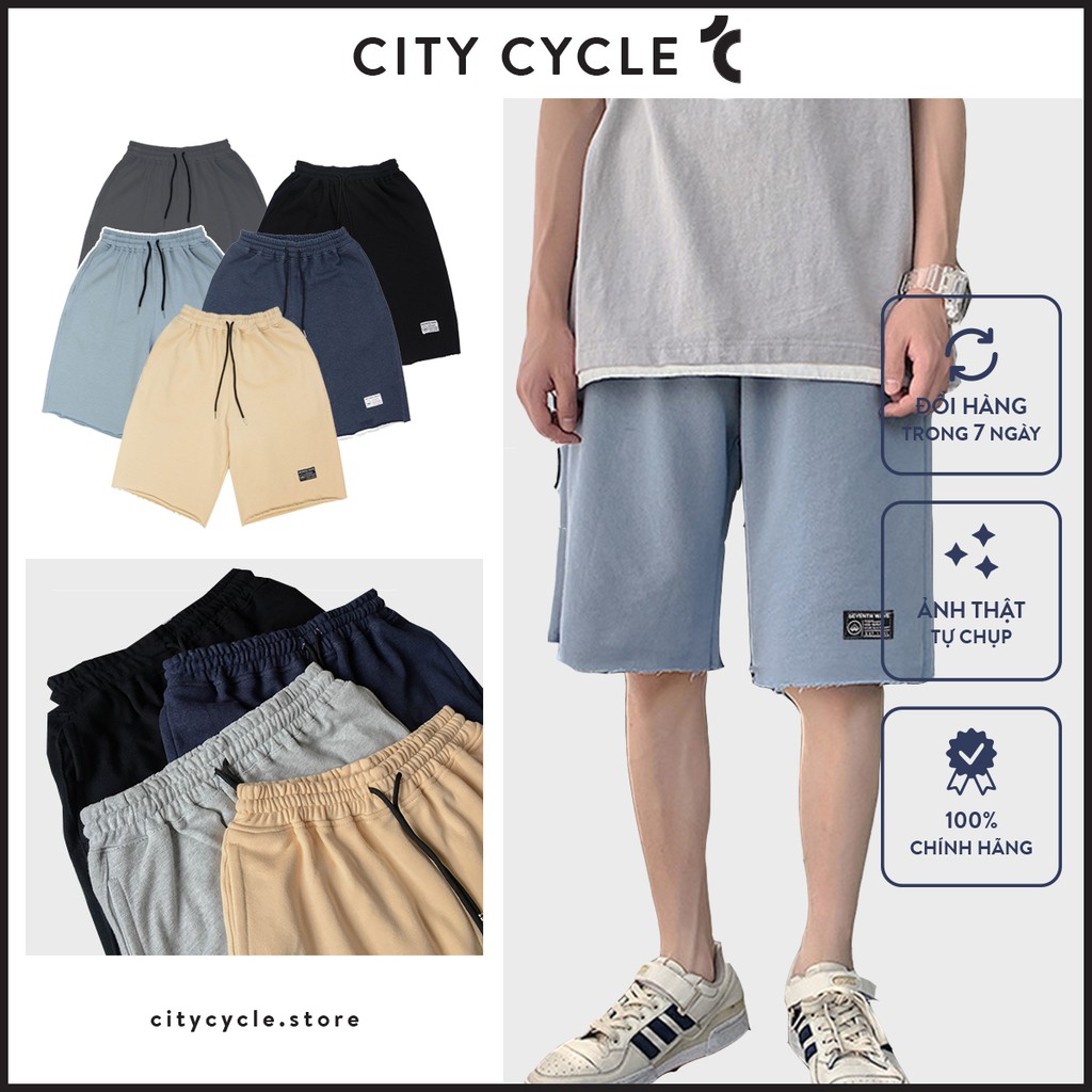 Quần đùi nam nữ chất nỉ da cá Seven City Cycle -  Quần short nam Unisex ống rộng Local Brand