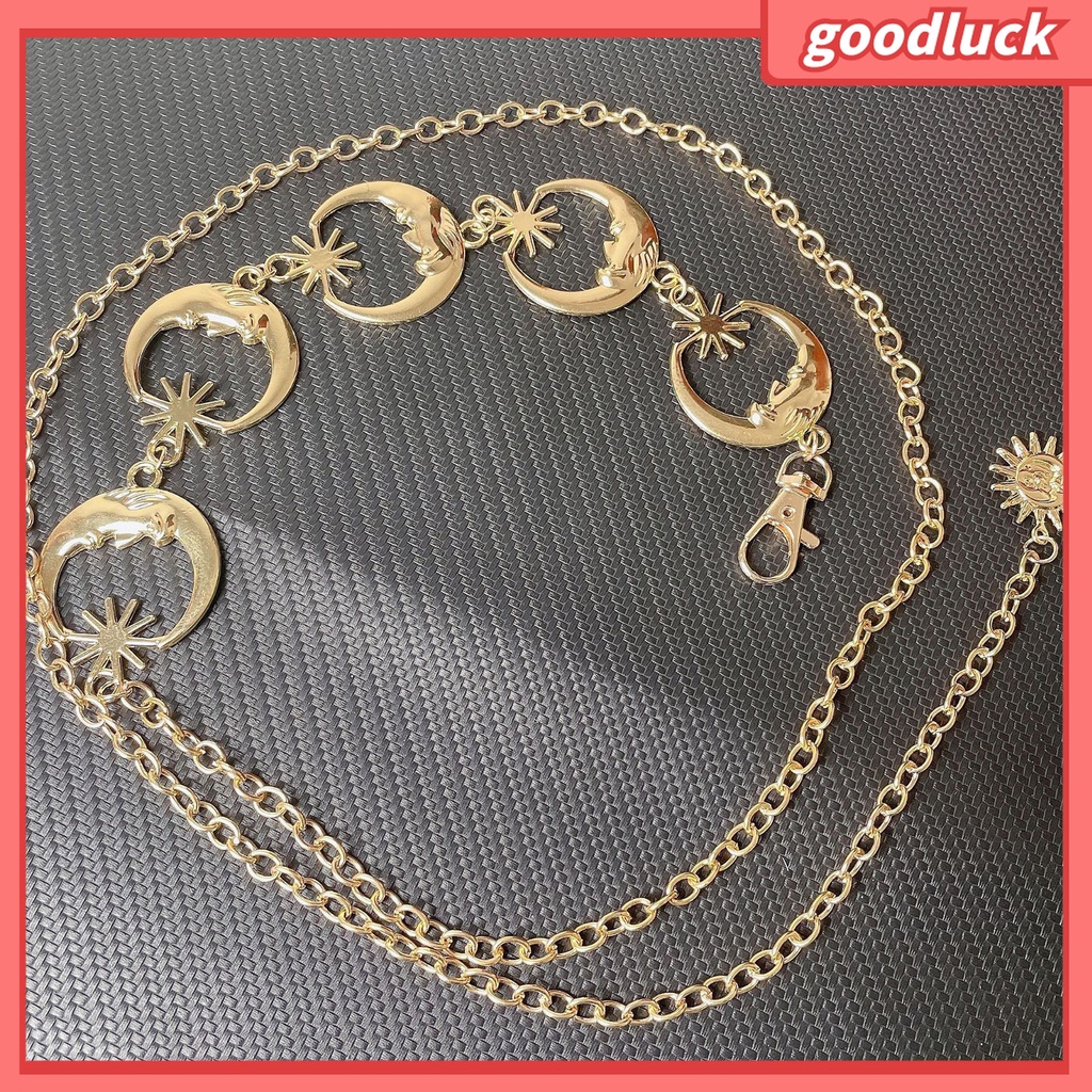 &lt; Golu &gt; Dây Đeo Thắt Lưng Trang Trí Hình Mặt Trăng Ngôi Sao Rỗng Phong Cách Punk Hip Hop Nhỏ Gọn Lâu Trôi Thích Hợp Làm Quà Tặng