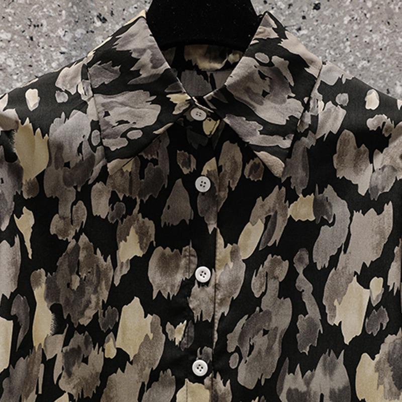 Áo sơ mi tay dài dáng rộng in họa tiết phong cách Hàn Quốc thời trang cho nữ