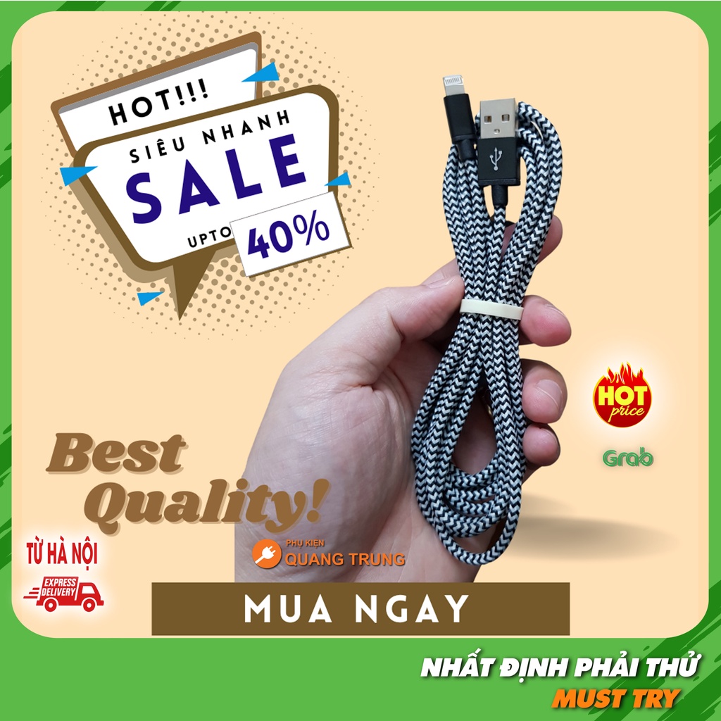 Cáp sạc táo bọc dù chiều dài 1m, 2m, 3m siêu bền và sạc nhanh