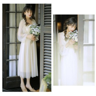 Đầm Ulzzang đính nút bọc