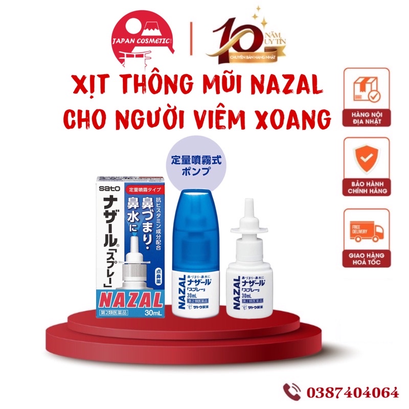 Xịt xoang nazal sato 30ml Nhật Bản