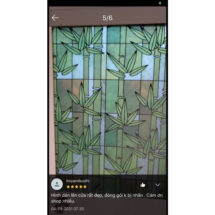 Giấy dán kính mờ khổ 90cm dài đặt theo số lượng x1m mã 9816 trúc xanh