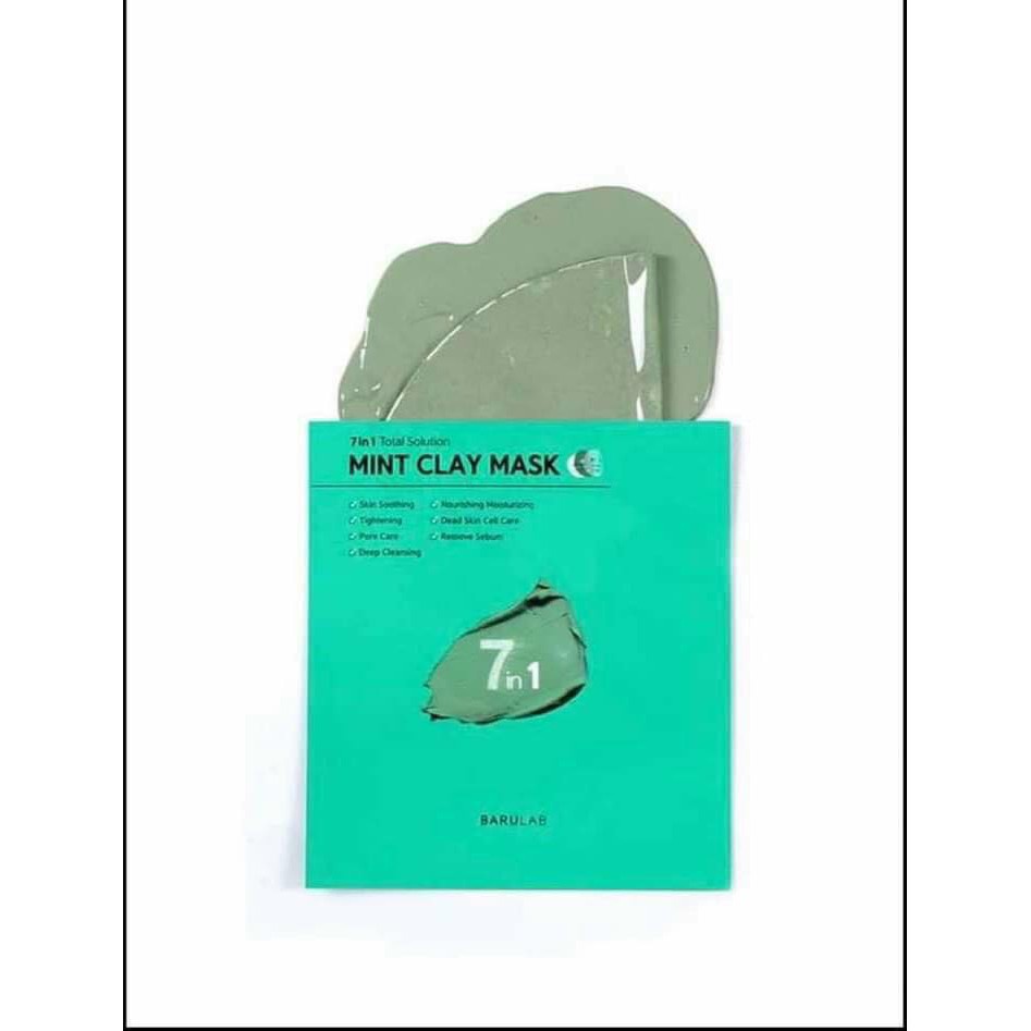 Mặt Nạ Barulab 7 In 1 Total Solution Mint Clay Mask Hộp 5 miếng (Màu Xanh)