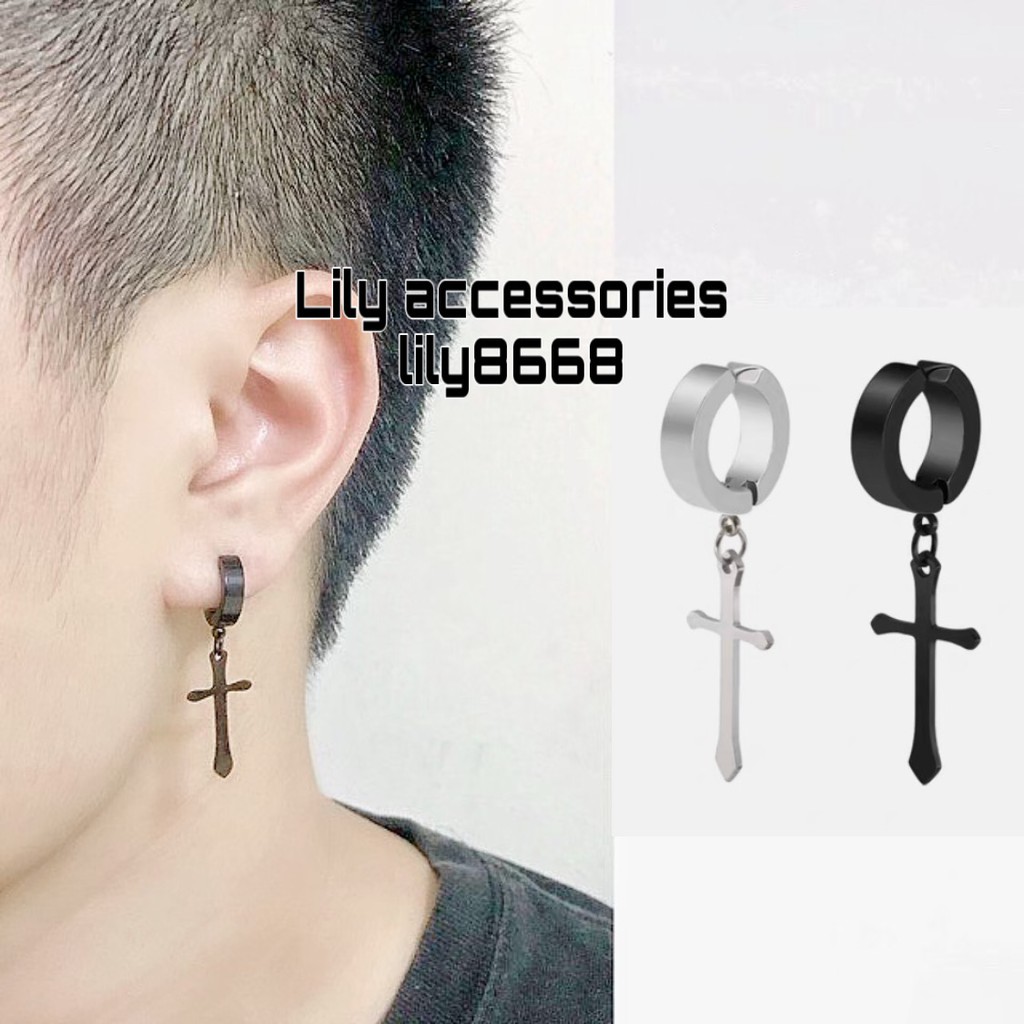 Cross Ear cuff kẹp tai titan thánh giá nam nữ không cần xỏ lỗ không gỉ không đen không dị ứng