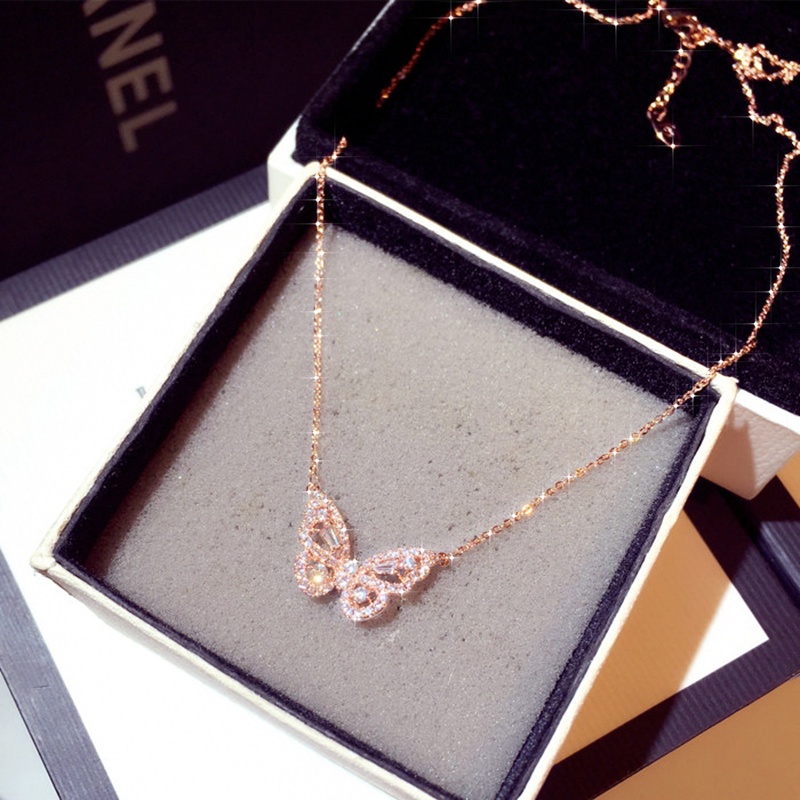 Vòng cổ Mặt Hình Bướm Đính Đá Zircon Thời Trang Cho Nữ