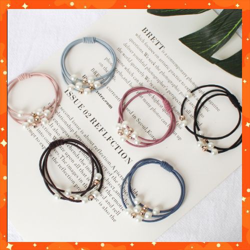 Dây cột tóc phối hạt châu xinh xắn Foxy