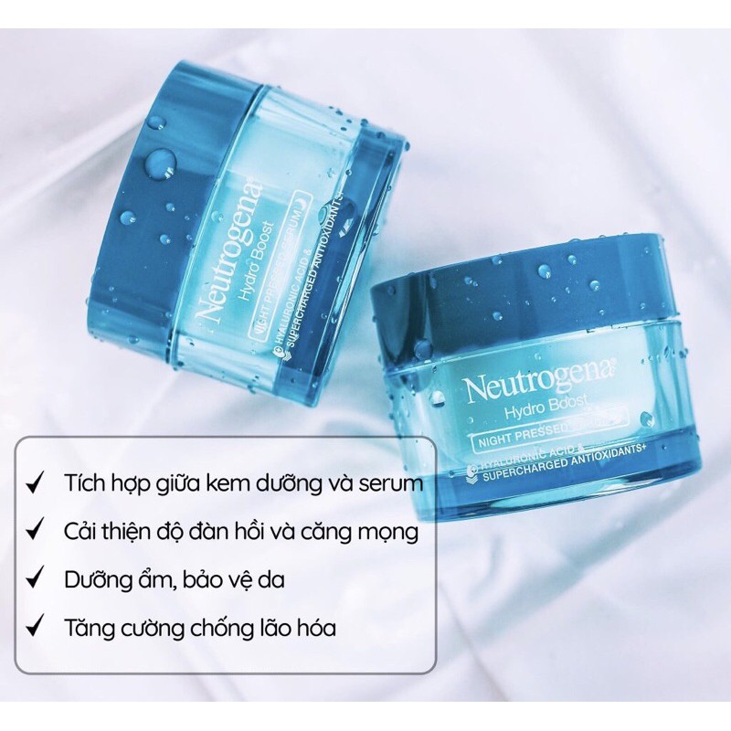 Tinh chất dưỡng ẩm da ban đêm Neutrogena Hydro Boost Night Pressed Serum 48g Hàng Mỹ