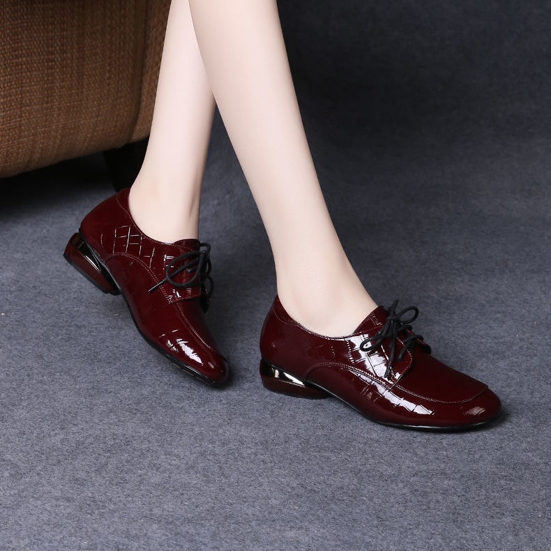 Giày Da Nữ Đế Dày Thấp Gót Thấp Phong Cách Anh Quốc Thời Trang Mùa Xuân S 2022