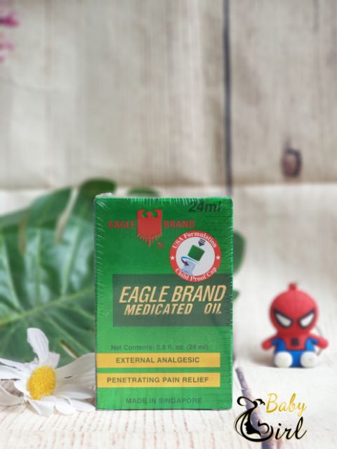 [Dầu 2 nắp] Dầu Gió Xanh Con Ó Eagle Brand Medicated Oil&lt;br&gt;24ml