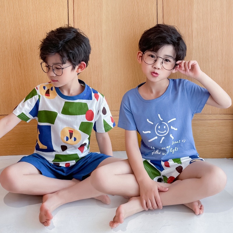 Bộ đồ thun cotton ngắn tay cho bé trai, bé gái đi học, đi chơi, mặc nhà hàng QCCC size đại từ 2-10 tuổi