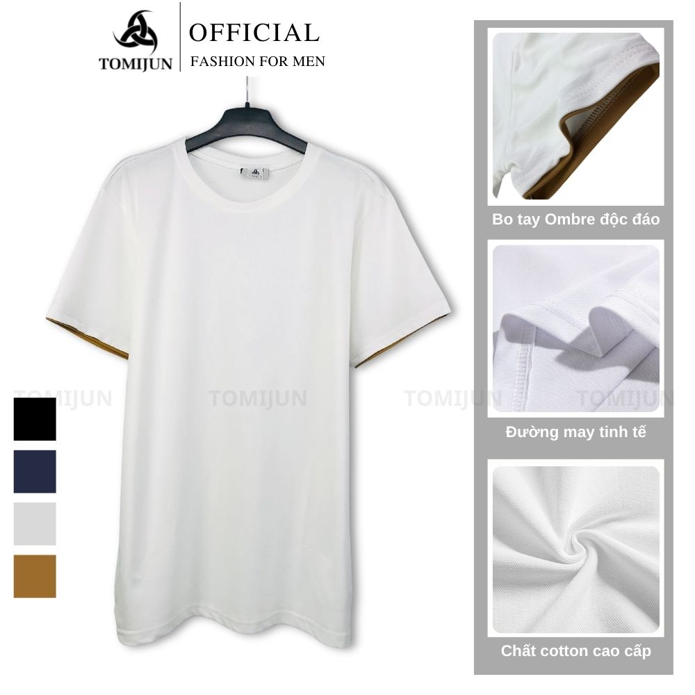 Áo thun nam cổ tròn cao cấp ngắn tay vải cotton cá sấu mềm mịn co giãn thoáng khí nhiều màu _TOMIJUN