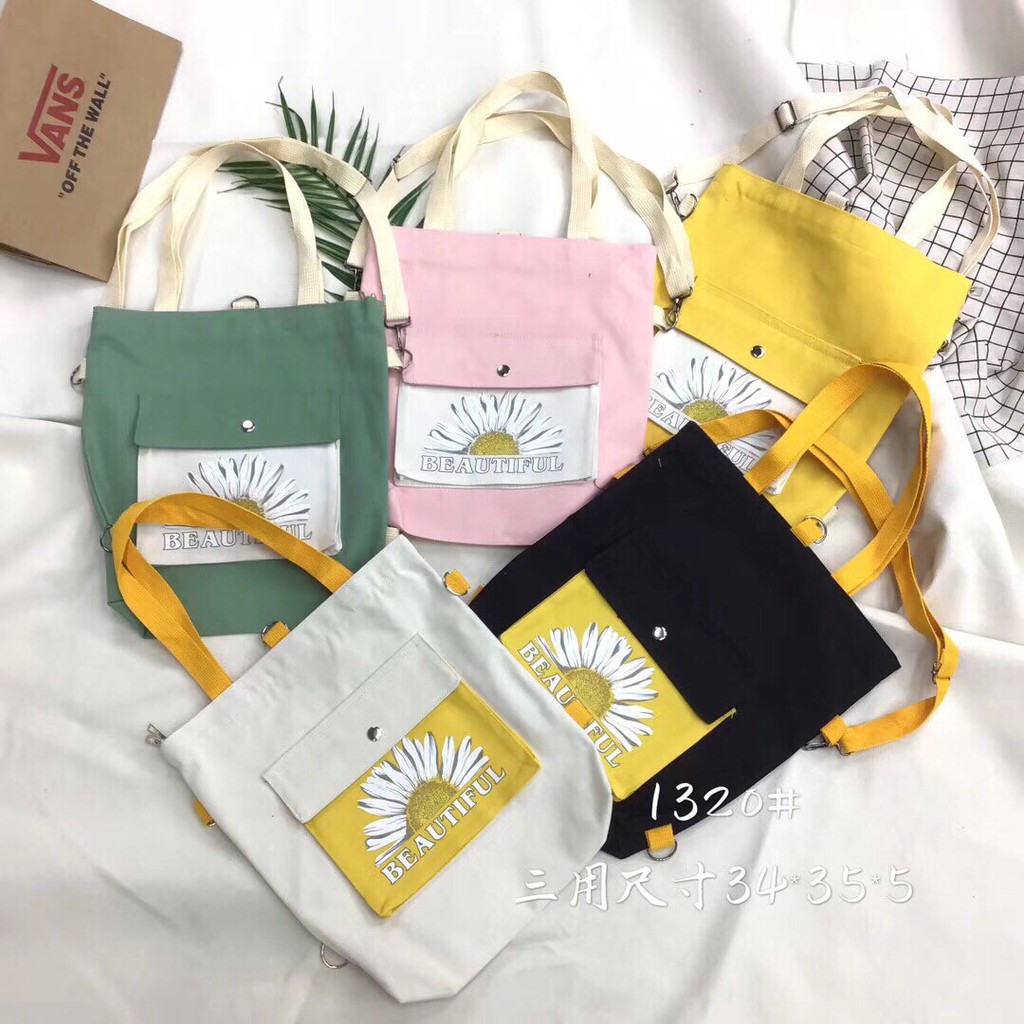 [TRỢ GIÁ] Túi Tote thời trang kiểu mới chữ BEAUTIFUL có hai ngăn mang hai kiểu cực hot style KITISHOP