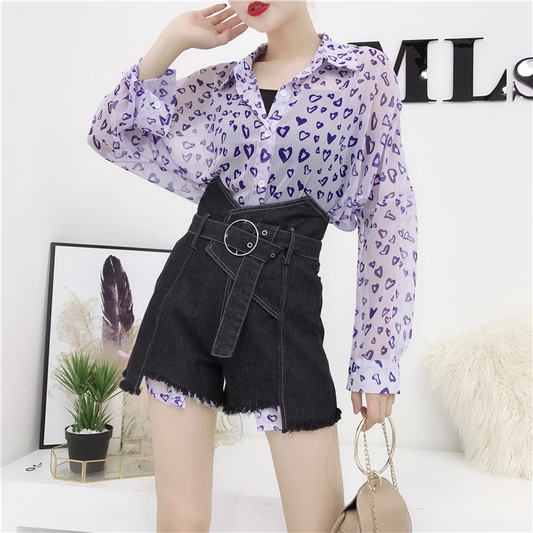 set áo sơ mi voan kết hợp với quần short hàng quảng châu order