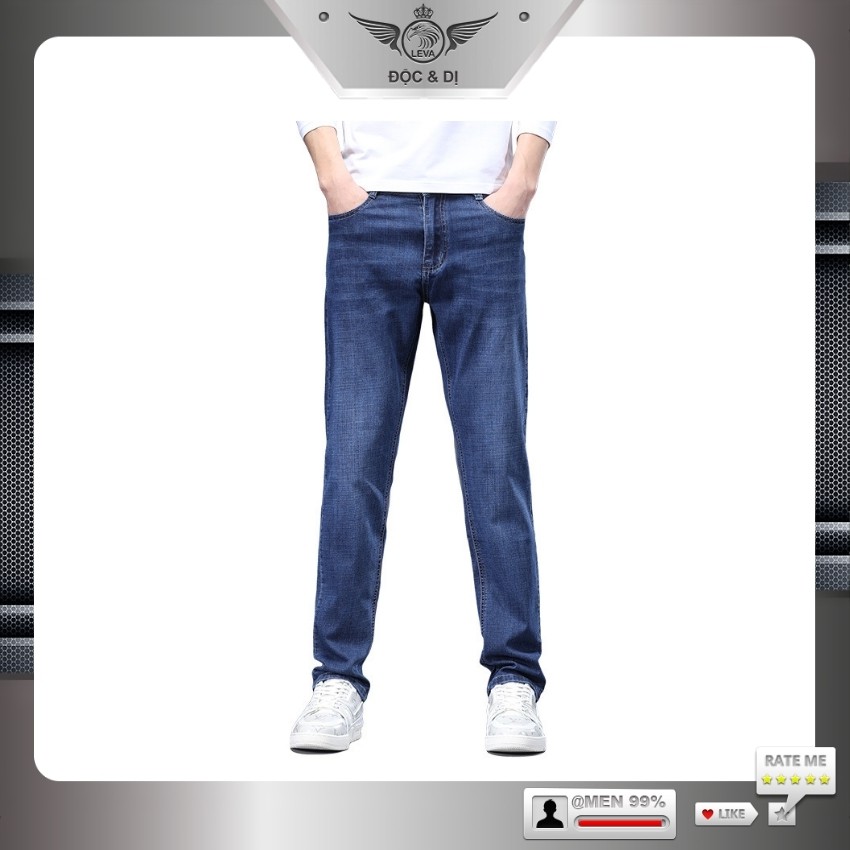 Quần jean nam cao cấp ống đứng LEVAMEN chất liệu vải bò jeans co giãn Basic lịch lãm QJ001