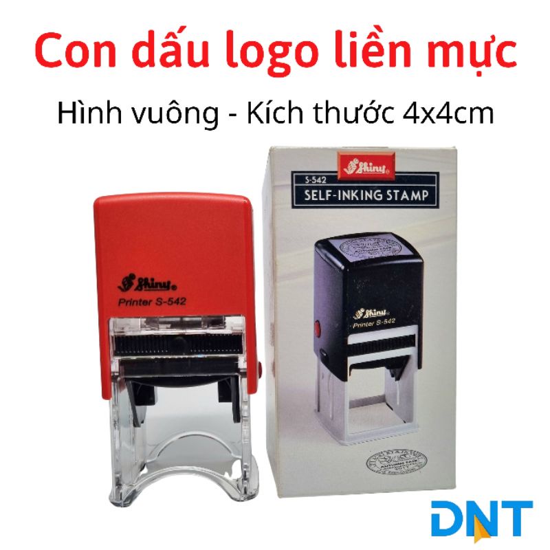 Con dấu logo hình vuông 4x4cm. Dấu liền mực Khắc laser nội dung theo yêu cầu