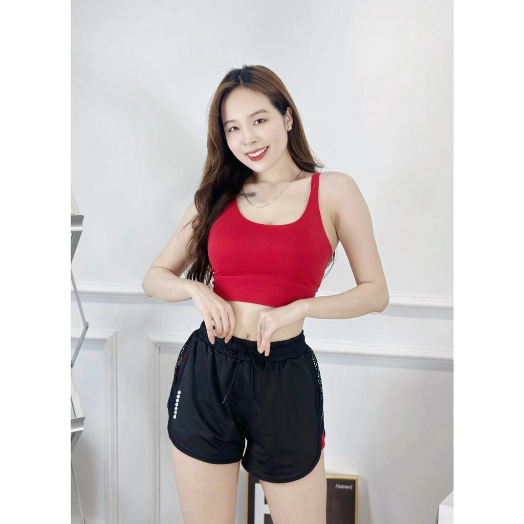 Bộ bra tập gym yoga earobic kết hợp quần đùi 2 lớp cho nữ - Đồ tập gym yoga erobic chạy bộ nữ( Ng18/Ng04)