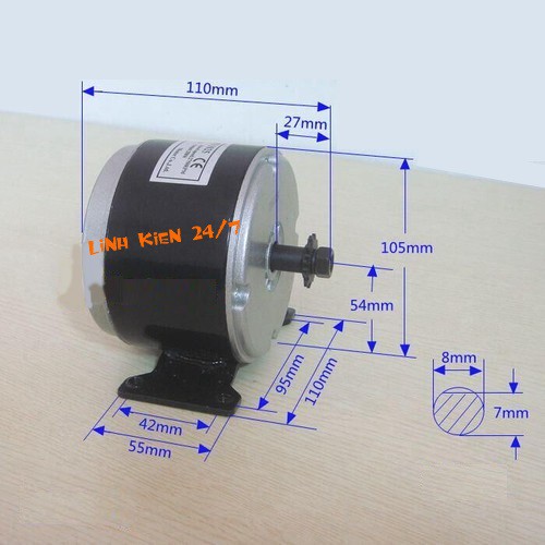 Động Cơ Xe Điện MY1025 24VDC 250W Trục 12mm (Loại Tốt)