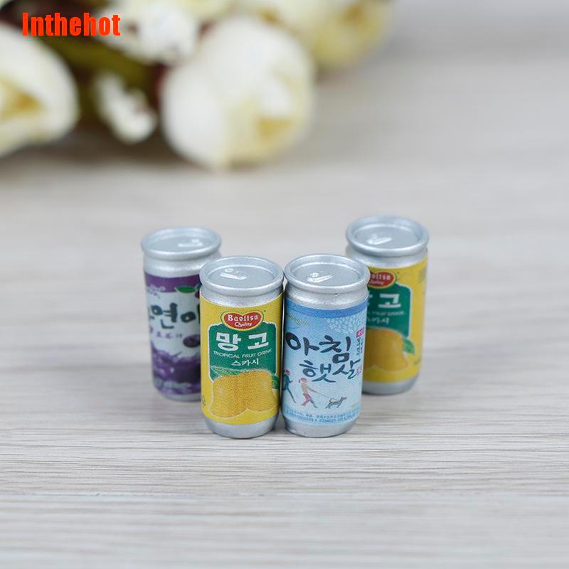 Set 4 mô hình lon nước mini tỉ lệ 1: 12 trang trí nhà búp bê