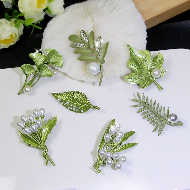 Ghim Cài Áo Hình Hoa Lá Đính Đá Và Ngọc Trai Nhân Tạo Thời Trang