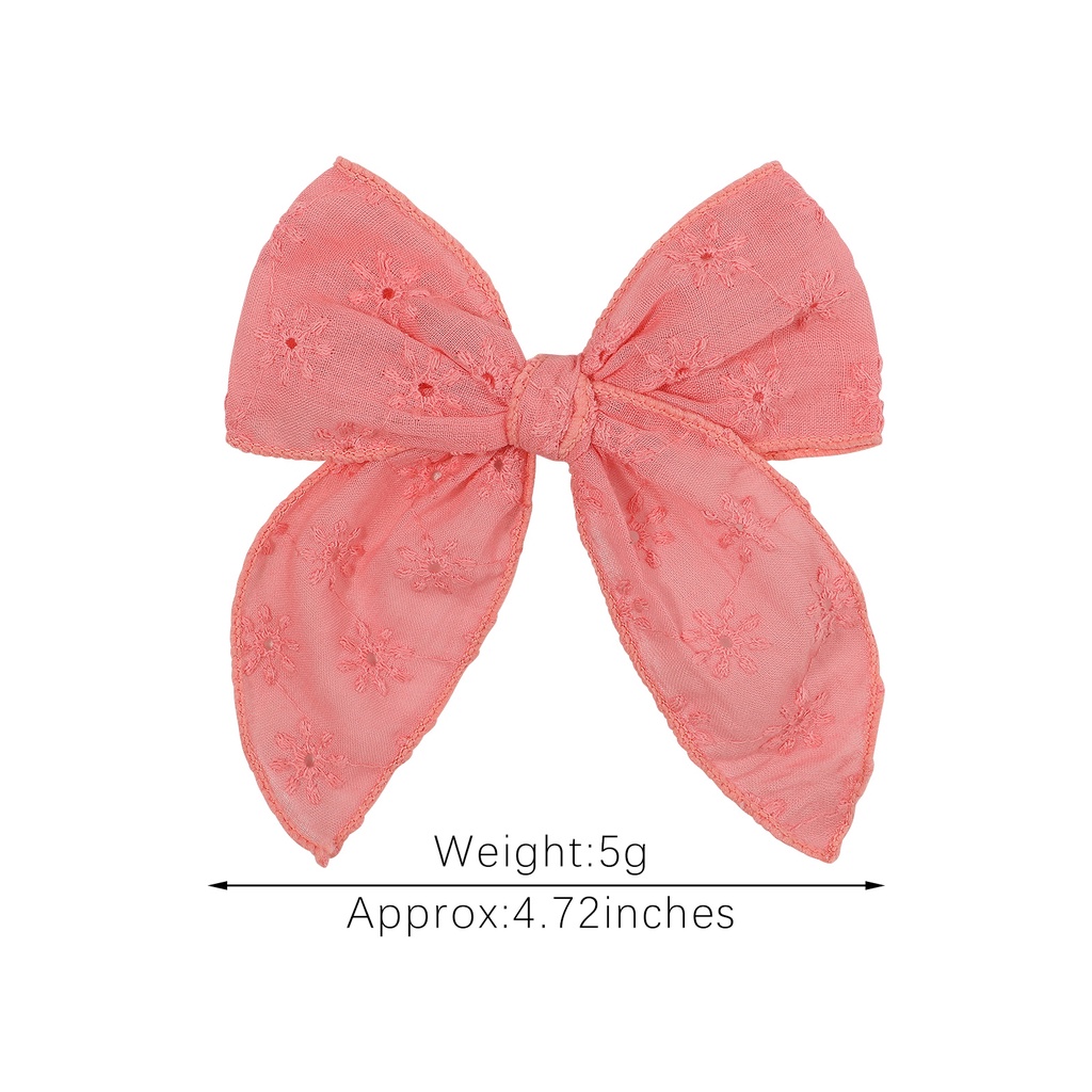 Kẹp tóc nơ lớn RAINBOW BOWS thêu họa tiết thủ công cho bé gái