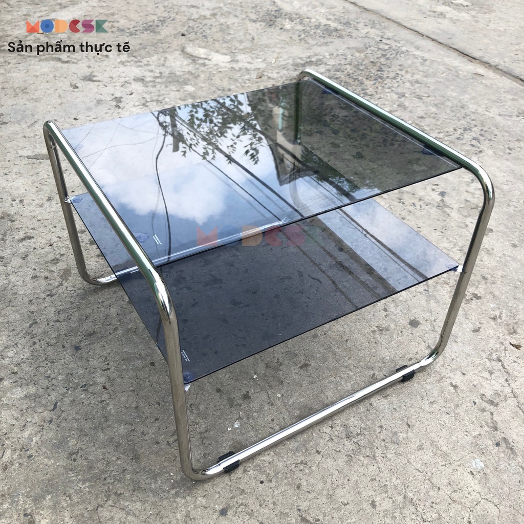 Bàn sofa, trà Modesk SS Double Square Table khung inox 304 – kính cường - ván MFC an cường - phòng khách, quán cà phê