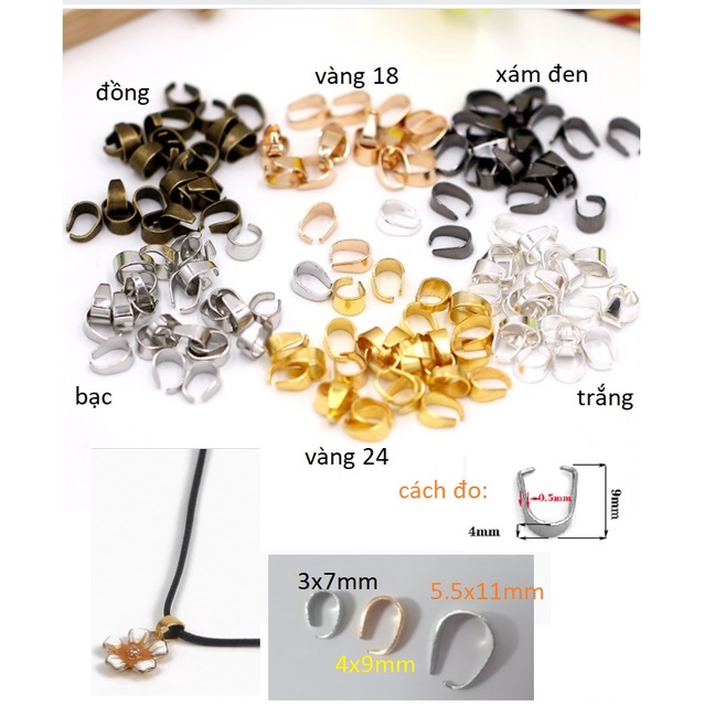 10-50 móc kẹp treo mặt dây chuyền nhiều màu nhiều size, móc treo mặt dây chuyền