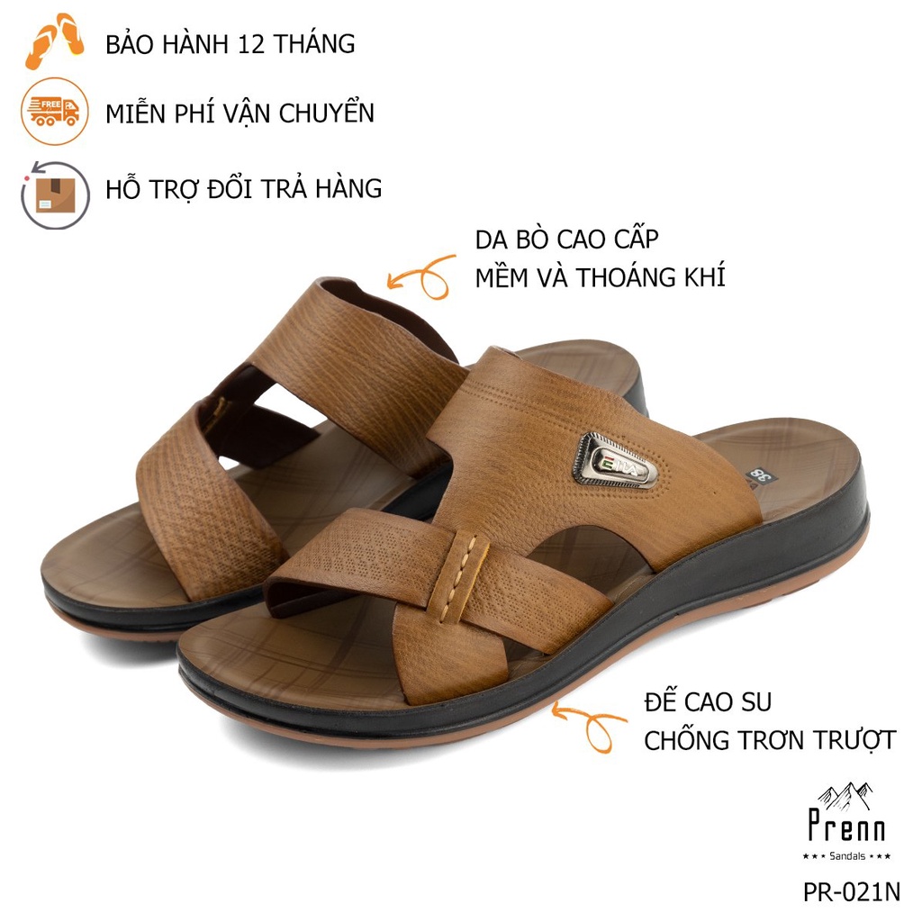 Dép da nam trung niên, hàng xuất khẩu, 100% da thật cao cấp, Đế cao su đúc gầm kếp chống trơn, chống mòn siêu bền đẹp