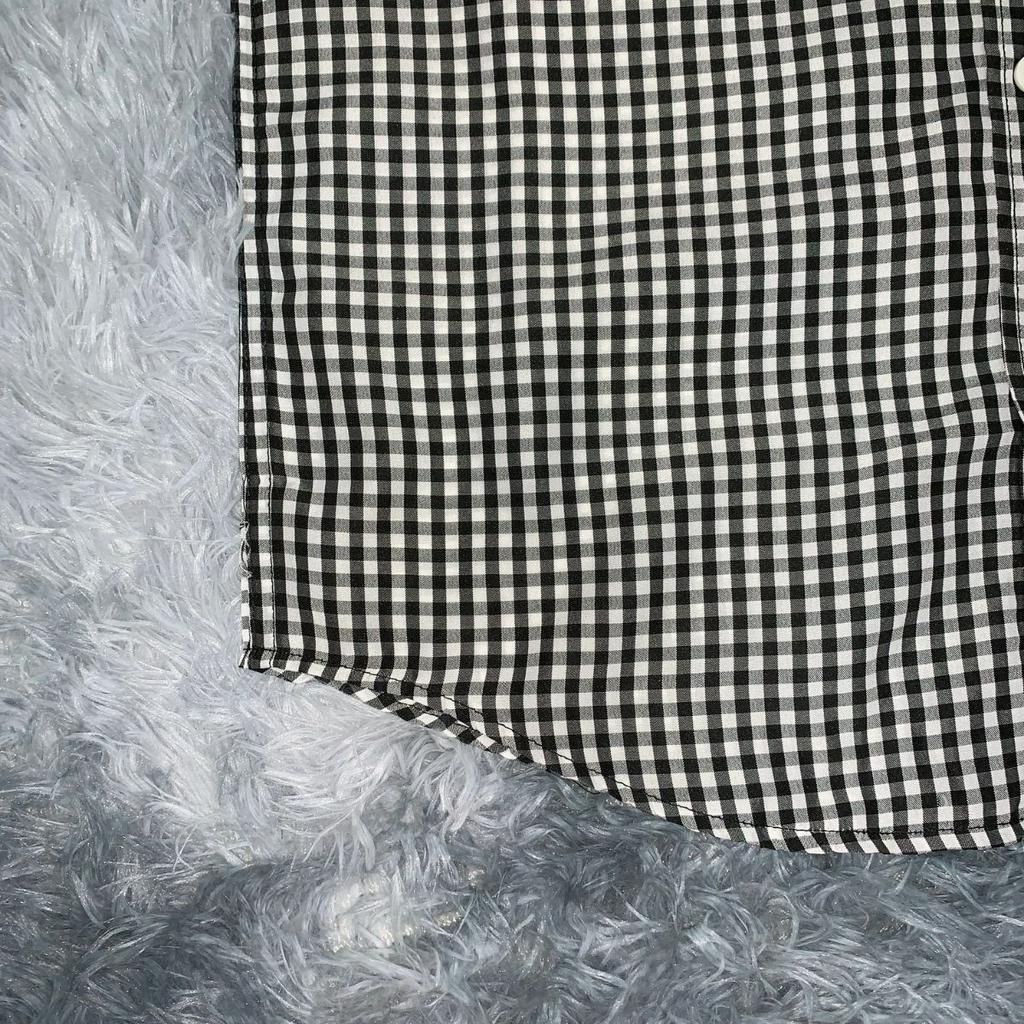 Áo Sơ Mi Nam Ngắn Tay Công Sở, Chất Vải Lanh Thoáng Mát Hoạ Tiết Caro Đen Trắng Sọc Nhỏ