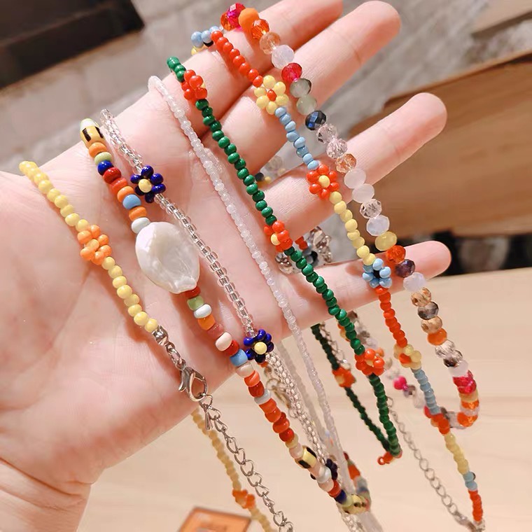 Vòng cổ Chuỗi Hạt Hình Hoa Phong Cách Bohemian Thời Trang Đi Biển Cho Nữ