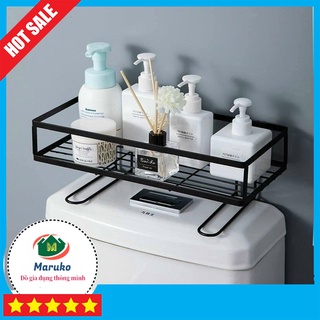Kệ sau toilet 1 tầng sắt sẵn màu đen ,Kệ để đồ sau toilet, kệ dán tường trong nhà vệ sinh không cần khoan vít