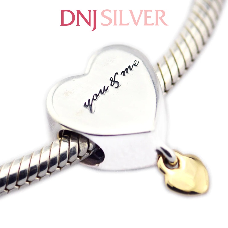 Charm bạc 925 cao cấp, hàng chuẩn bạc - Charm Two Hearts You and Me thích hợp để mix vòng tay charm - DN296